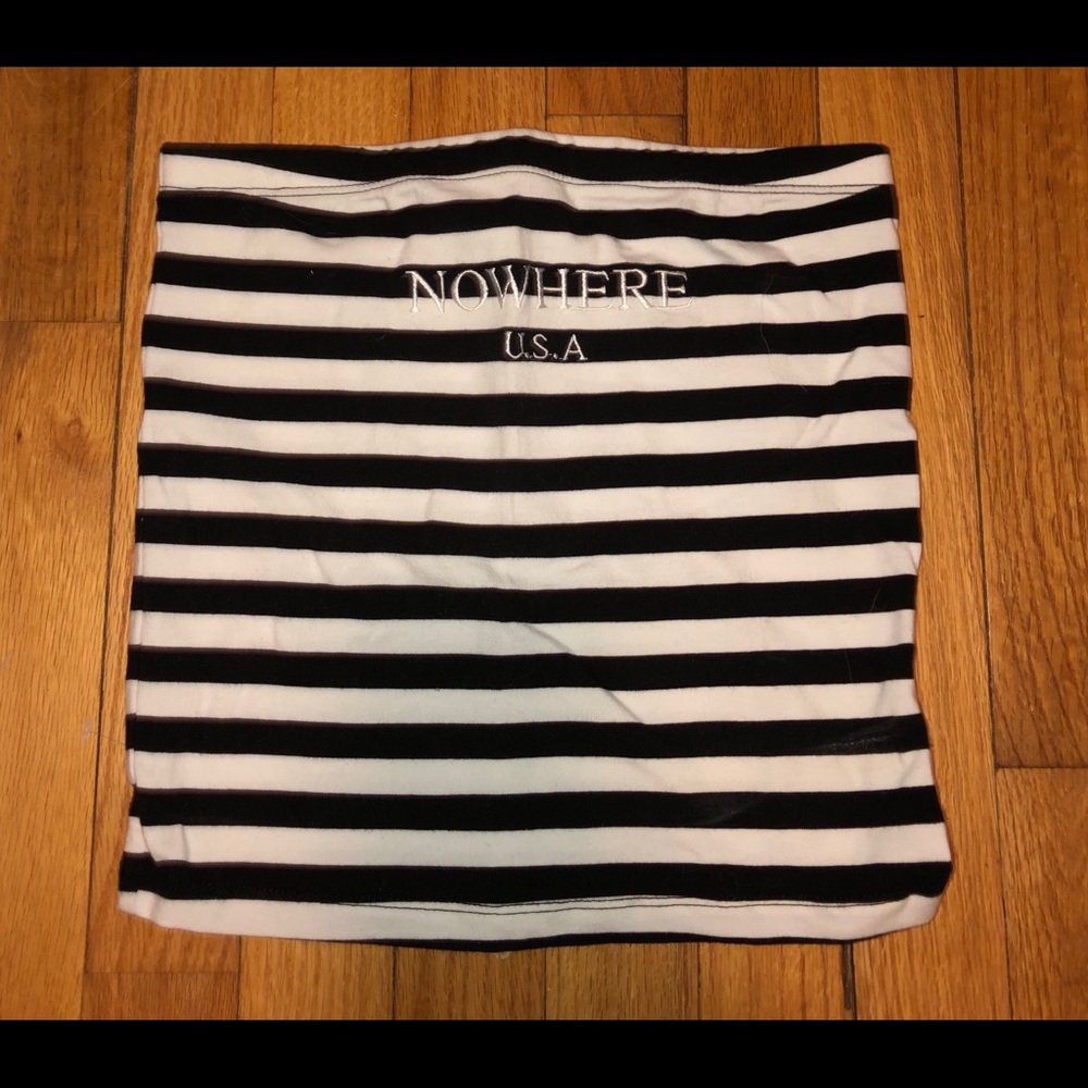 Black and white striped tube top